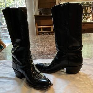 Lucchese Black Heeled Leather Boots